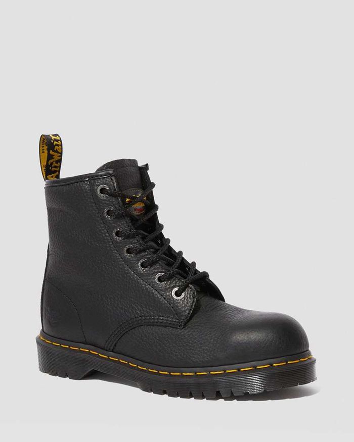 Dr Martens Mens Icon 7B10 Leather Steel Toe Work Ankle Boots Black - 05132GKJM